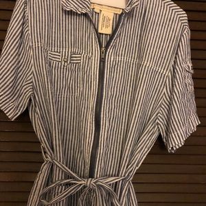 Anthropologie Cartonnier linen striped jumpsuit.